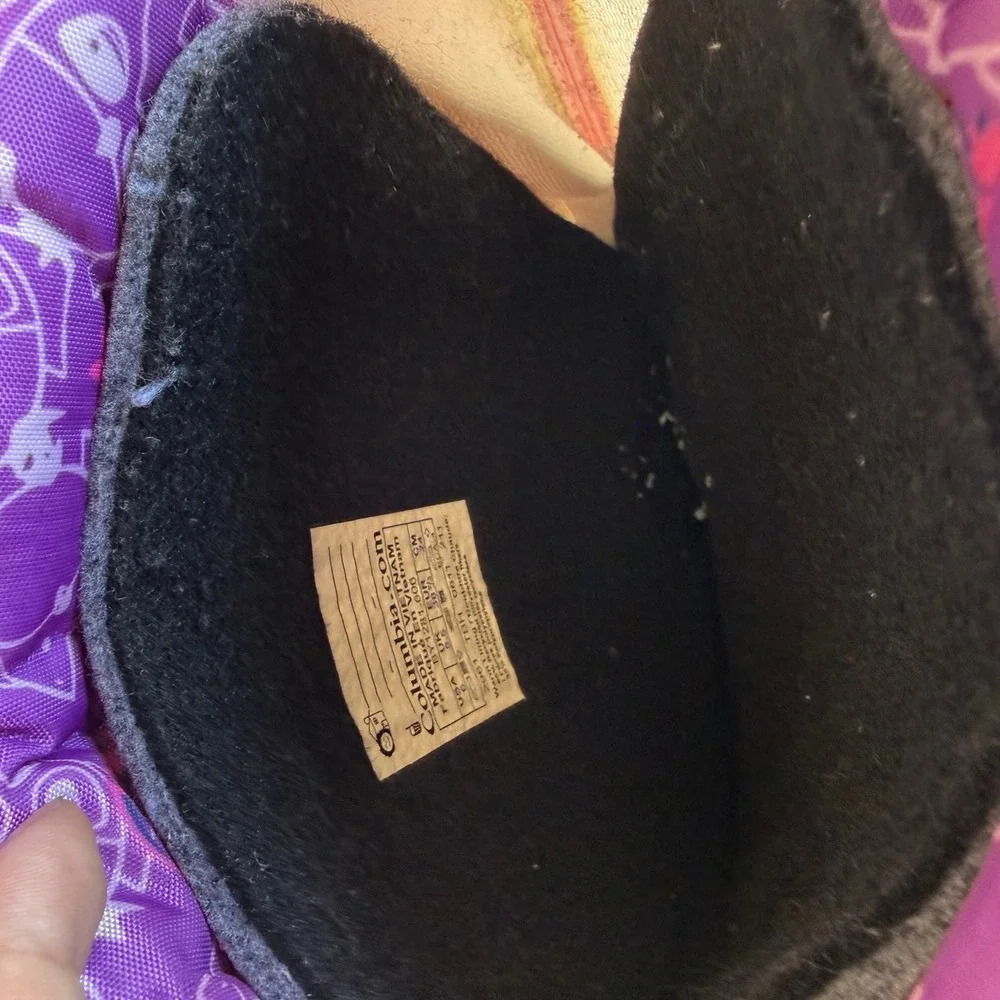 Columbia Powderbug Plus II Snow Boots Purple Pink Owl Print Girls Sz 6 Like New